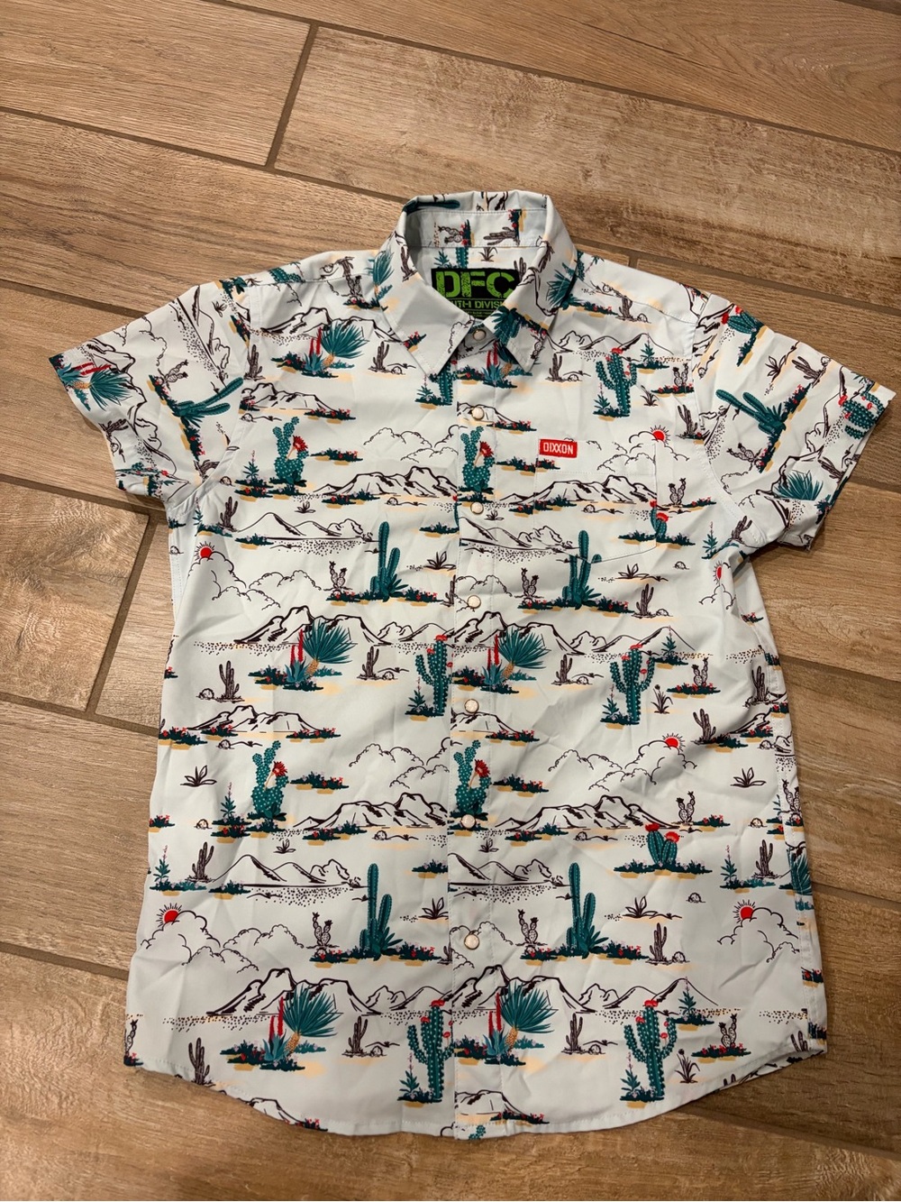 Dixxon DESERT BLOOM Youth SHORT sleeve PARTY Shirt size Large Pearl snap button